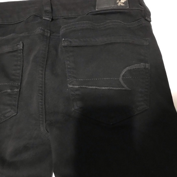 American Eagle Outfitters Distressed Jeggings Super Stretch Size 00 Black Jeans - Picture 8 of 10